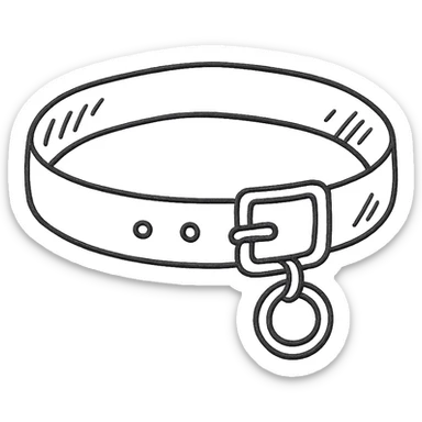 hand drawn outlined dog collar icon sticker