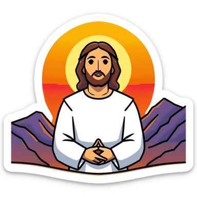 Jesus, looking at a sunset sticker