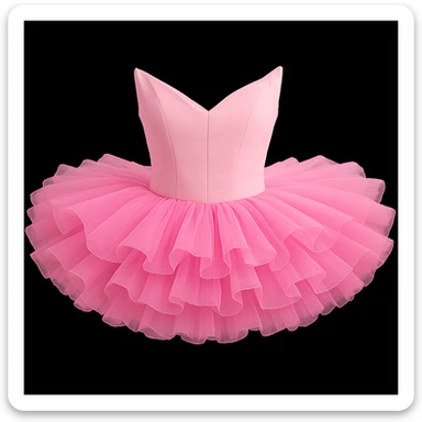 Change the color of the fluffy, layered tutu to light bubblegum pink, keeping the same style and airy texture. Maintain the delicate and airy look of the tutu as shown in the reference image. sticker