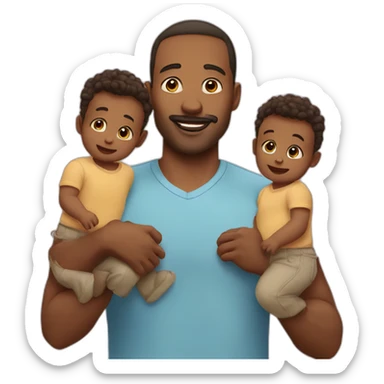 dad with babies sticker