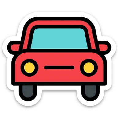 car, lineal color outlined icon style, clean black outlines with color fill, modern and friendly look sticker