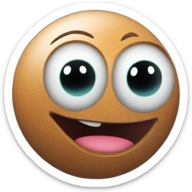 3d sphere with a cartoon blackstone texture with big confident eyes sticker