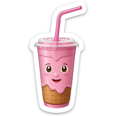 strawberry biscoff drink with lid and straw sticker