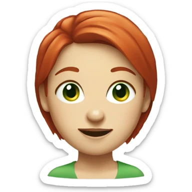 smiley woman face with short red hair an green eyes sticker