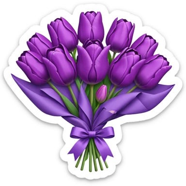 purple tulip bouquet with purple paper wrap sticker