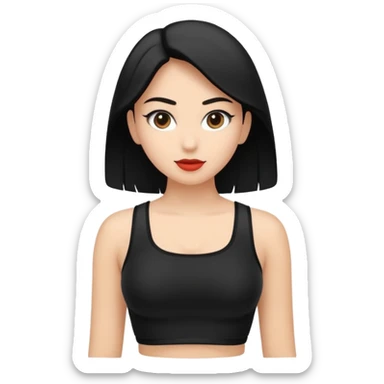 Siyah uzun saçlı siyah ceket  polar ceket ceket gevşek biraz omzundan çıkıyormuş gibi ve bugday ten rengi soltaraftaki omzundan çıkık sadece içinde de siyah crop var crop  sticker