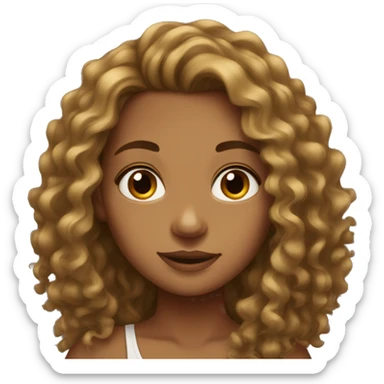 Tan girl with long and curly hair black  sticker