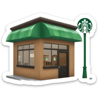 One coffee shop building with one starbucks logo no fonts sticker