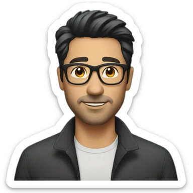 Male therapist dark flat hair glasses sticker