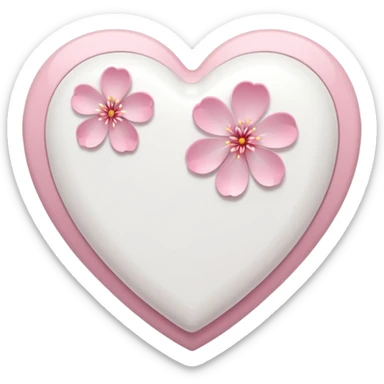 white heart with pink sakura blossom sticker