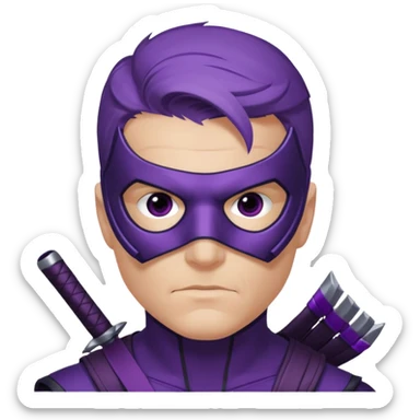 hawkeye marvel superhero with iconic purple mask headshot sticker