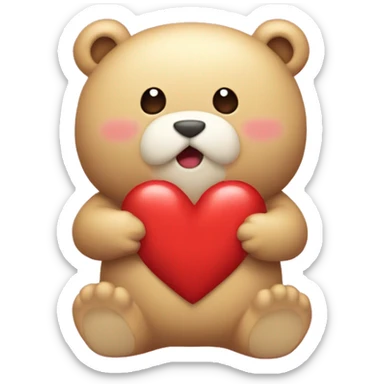 a bisounours with a red hearth in it body sticker