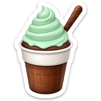white cup with mint and chocolate ice cream sticker
