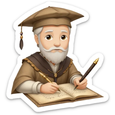 ancient Feathered pen scholar sticker