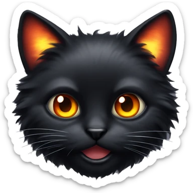 Fluffy black cat with fiery eyes sticker