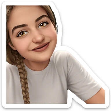 smiling girl in white shirt sticker
