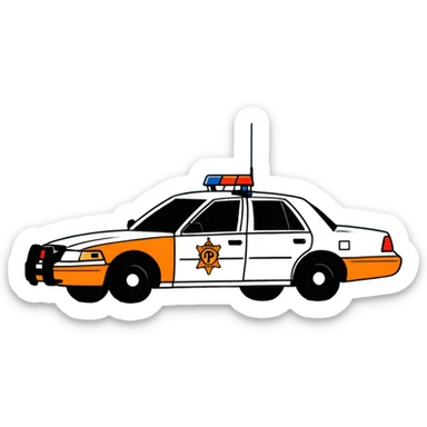 LSPD police car, cartoon style, blue color, side view sticker