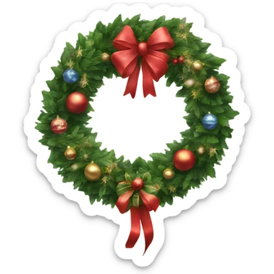 Realistic christmas wreath with baubles and bows sticker