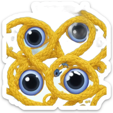 A figure eight shape with eyes with micro creatures on them sticker