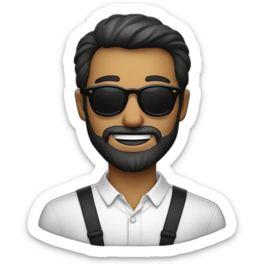 Homme chauve avec une barbe noir et des lunettes de soleil sticker
