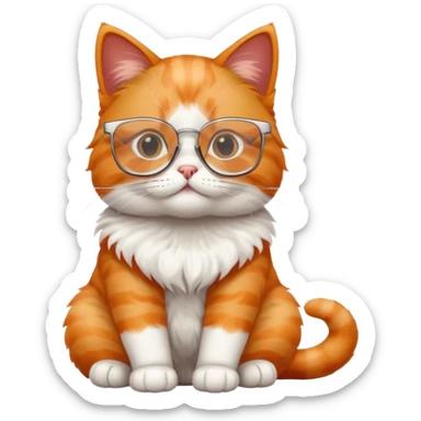 cat full body wearing glasses with clear square modern frames sticker