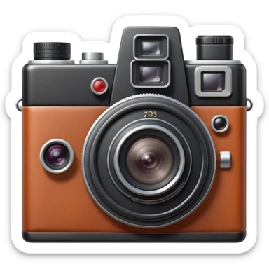 retro camera object icon, vintage photo camera, leather texture, big lens, cute 3D cartoon, mobile game icon style, clean background, no text, no watermark
  sticker