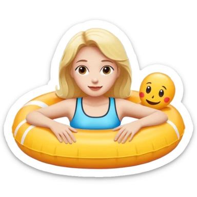 Woman floating in a floatie at the lake sticker