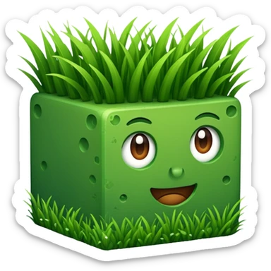 um bloco de grama do minecraft sticker