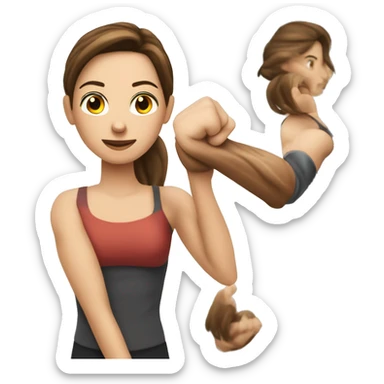 Woman arm muscles, fit Caucasian woman, brunette  sticker
