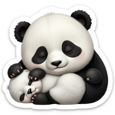Meme-Worthy Cute Sleeping Baby Panda Portrait Emoji, Head resting peacefully with a contented smile, showcasing a tiny, irresistibly fluffy build and a luxuriously soft black and white Fur, eyes shut in a serene, restful nap, Simplified yet hilariously adorable features, highly detailed, glowing with a soft, drowsy light, high shine, relaxed and utterly lovable, stylized with an air of playful laziness, bright and heartwarming, soft glowing outline, capturing the essence of a comically sleepy baby panda, so meme-worthy it feels like it could instantly become the next viral sensation of adorable slumber! sticker