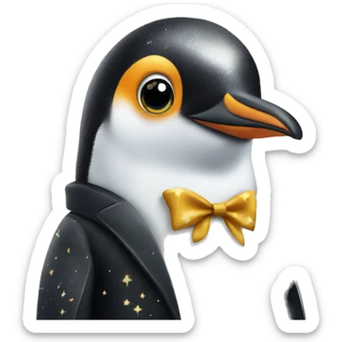 A penguin with peter pan suit and stars arround sticker