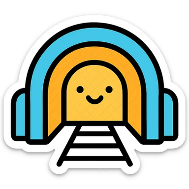 cute cartoon tunnel icon, rounded shapes, friendly appearance, modern icon style sticker