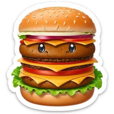 hamburger character with eyes and mouth sticker