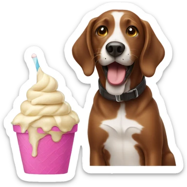  Brown dog eating ice cream  sticker
