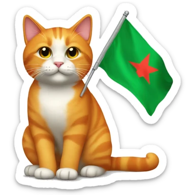 Orange cat with flag Tatarstan in hands  sticker
