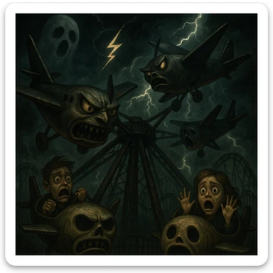 Avions manege du parc saint paul en emoji  rajoute et garde aspect terrifiante  sticker