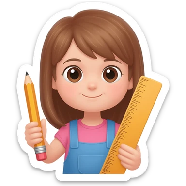 Girl with a pencil and rule sticker