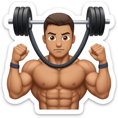 guy squeezing pecs cable gym sticker