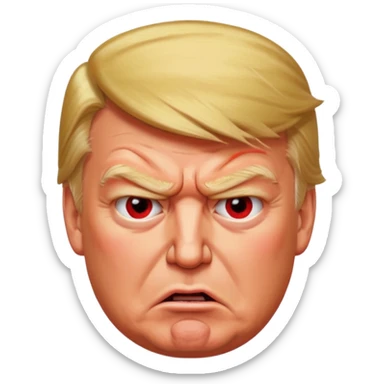 Donald Trump is furious. Red with anger. photorealistic sticker