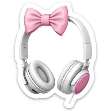 White headphones with pink bow sticker