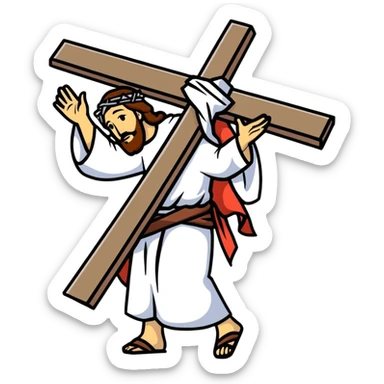 Jesus carrying the cross sticker