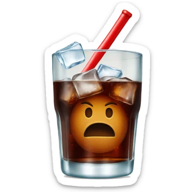 coke in glass with ice cubes sticker