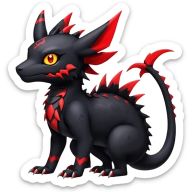 Gothic Badass Gloomy Cute Dark Guilmon-Salandit-Umbreon-Fakémon-hybrid-creature (full body)  sticker