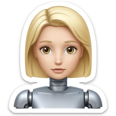 female robot with blond hair more metalic face sticker