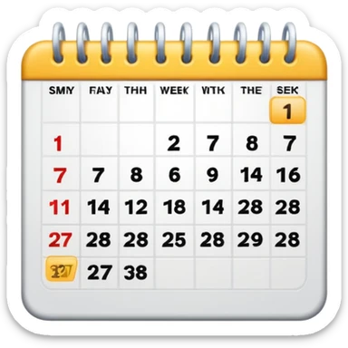 Calendar with 7 days per week sticker
