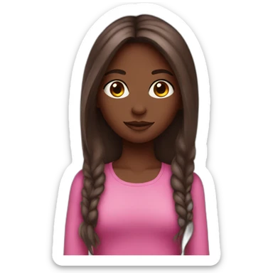 Darker  girl with a pink top and long brown hair sticker