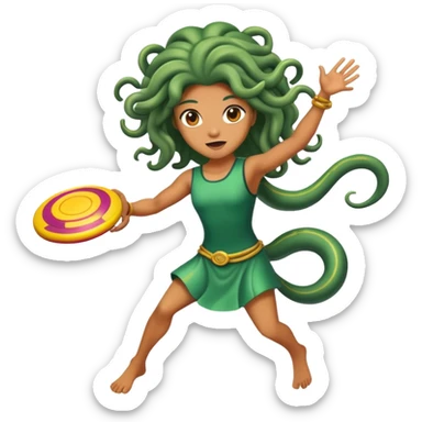 medusa launching a frisbee sticker