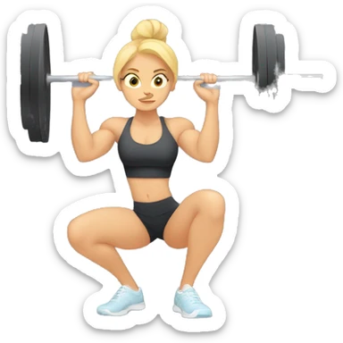muscular blonde girl doing squat at gym  sticker
