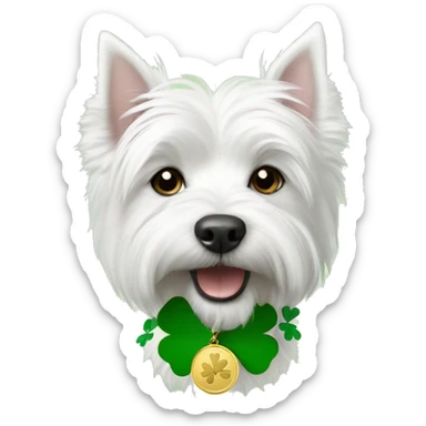 Westie with a Shamrock medal  sticker