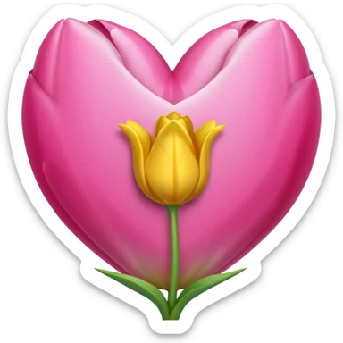 Corazón rosa y tulipán rosa sticker